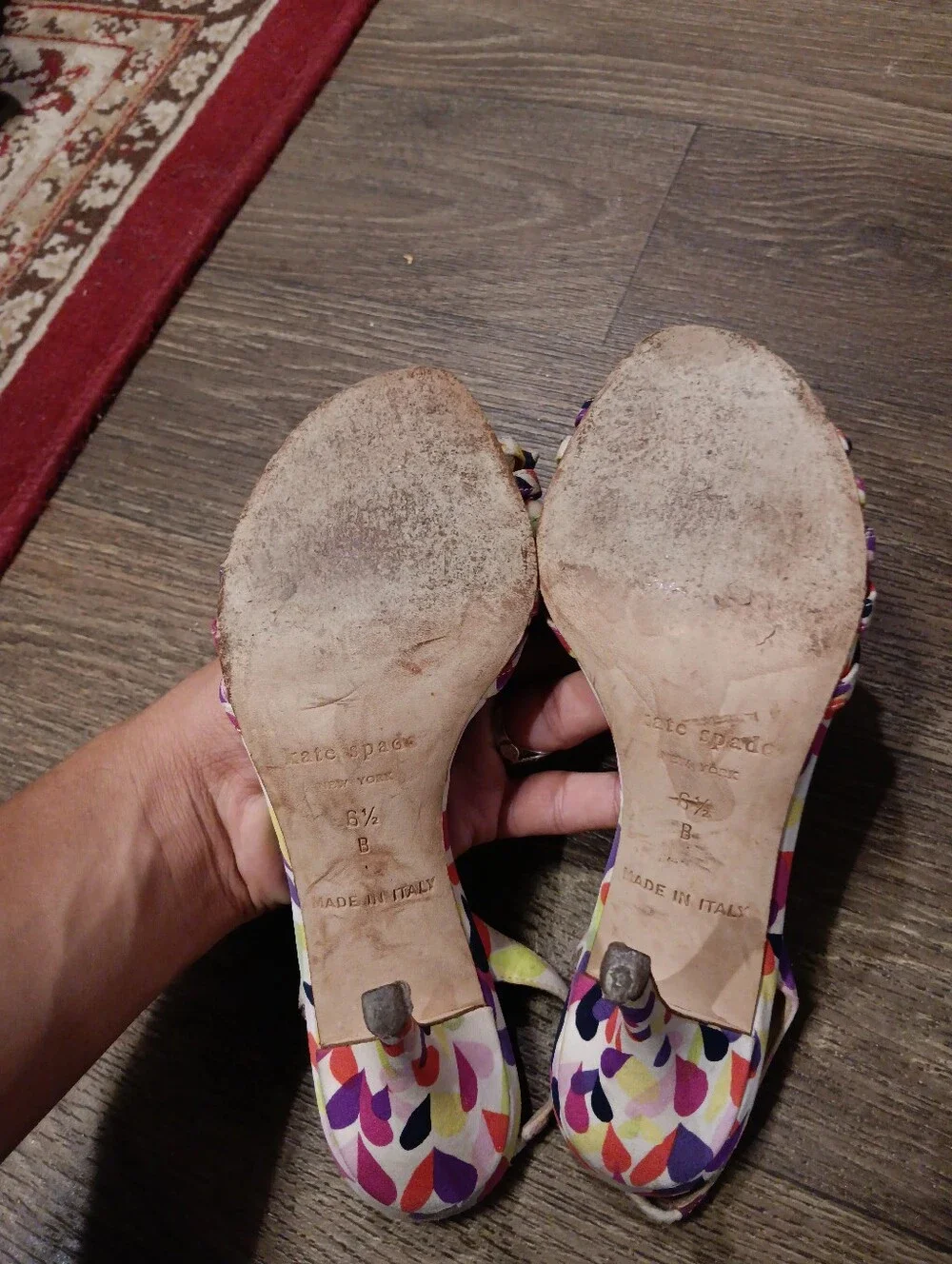 kate spade Multicolor Teardrop Print Slingback Heels with Bow